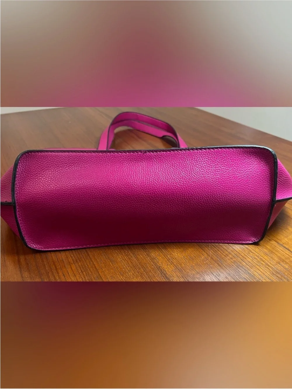Lk New Neiman Marcus Magenta Pink Purple Bag Tote vegan leather tote satchel